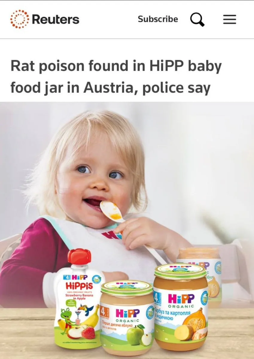 В трех странах в детском питании HiPP был обнаружен крысиный яд