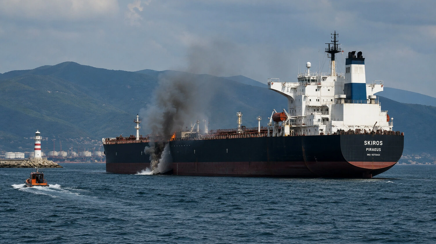 Танкер Skiros атакован в Черном море после загрузки российской нефти на терминале КТК; пострадавших нет