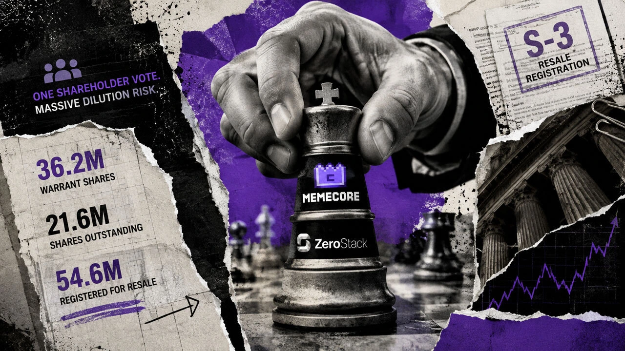 ZeroStack приобрела токены MemeCore на $1 млрд, голосование по варрантам решит вопрос размытия на 167%