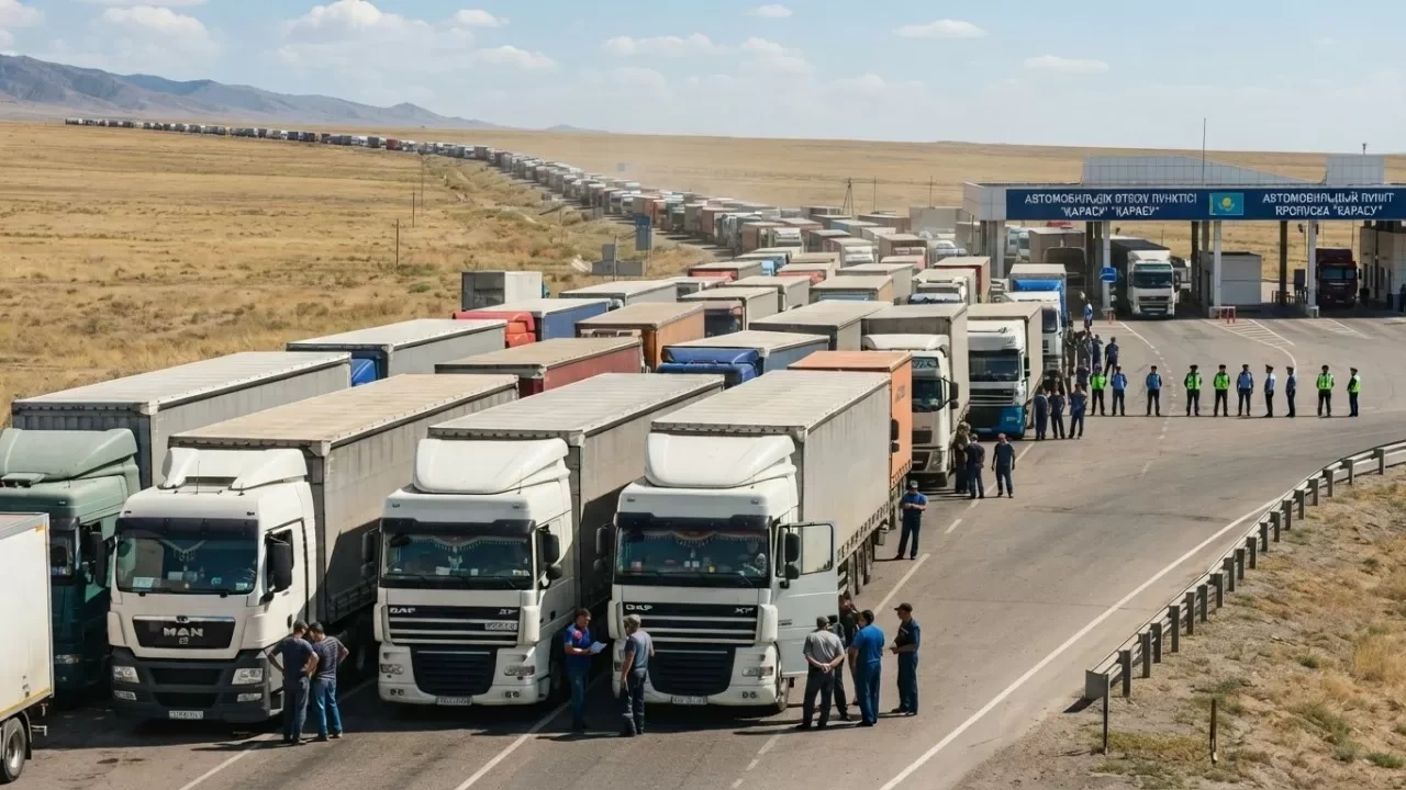На границе Казахстана и Кыргызстана скопилось около 400 грузовиков